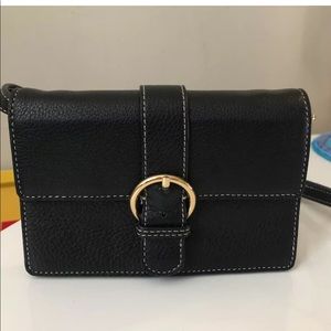 Frances Valentine Black Crossbody Bag with Gold Accent